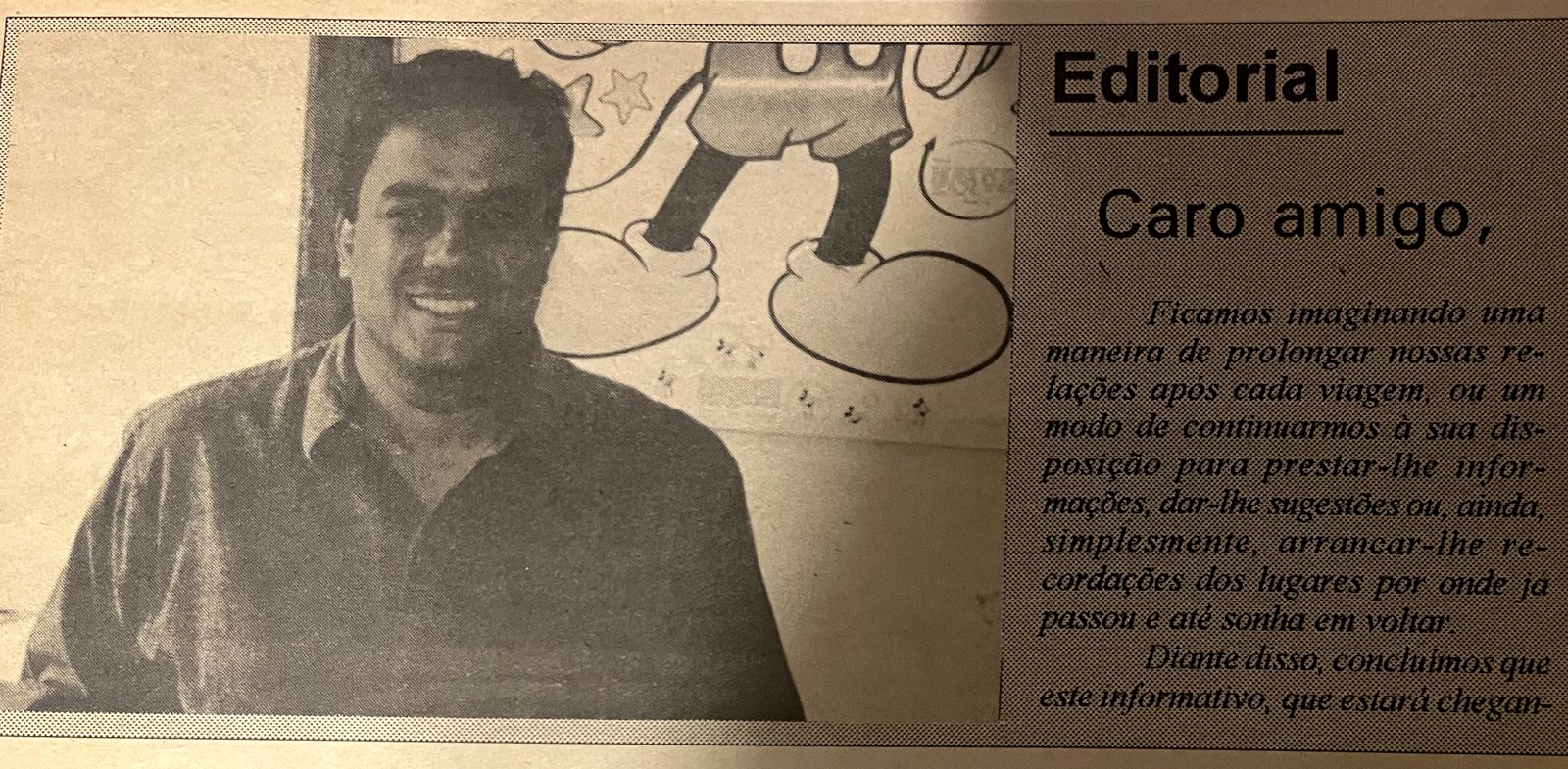 Página 2 do jornal O Canto do Sabiá de 1996, com a foto de Euler Almeida Vieira ao lado do editorial Caro amigo